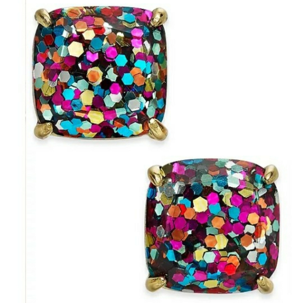 kate spade Glitter Crystal Square Stud Ear…